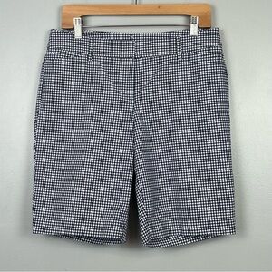 Talbots Perfect Short navy & white gingham flat front Bermuda shorts, 8P.